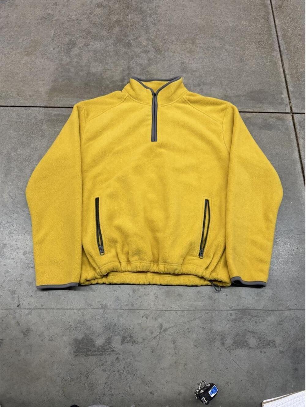 vintage old navy yellow quarter zip fleece jacket size medium